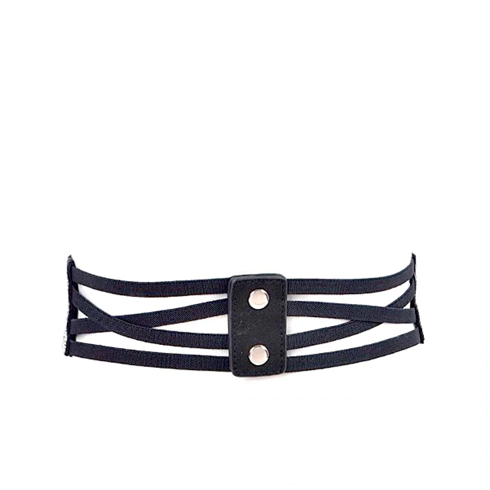 Black & Hematite Rhinestone Corset Statement Belt